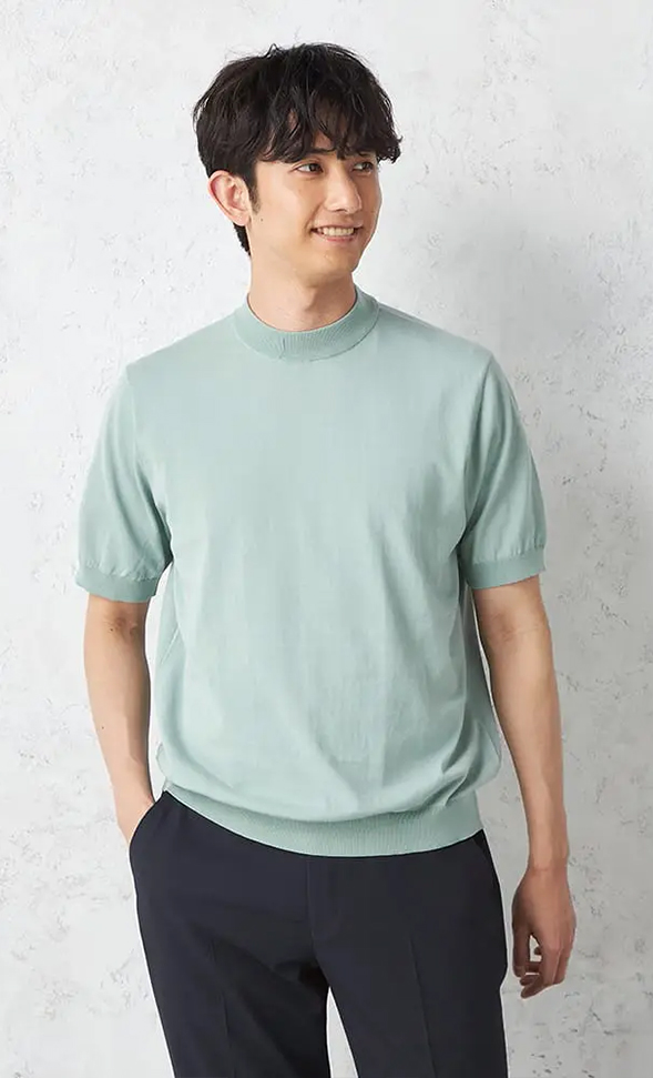 Rucken Bacchar Black 冷感 モックネックニット