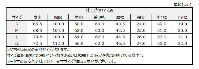 サイズチャート