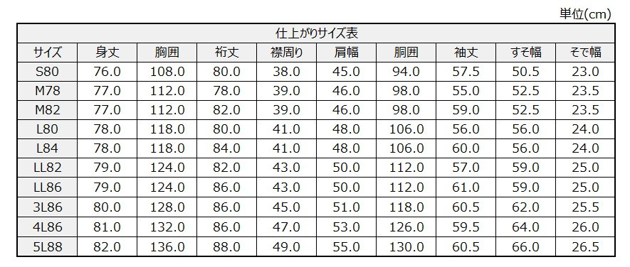 サイズチャート