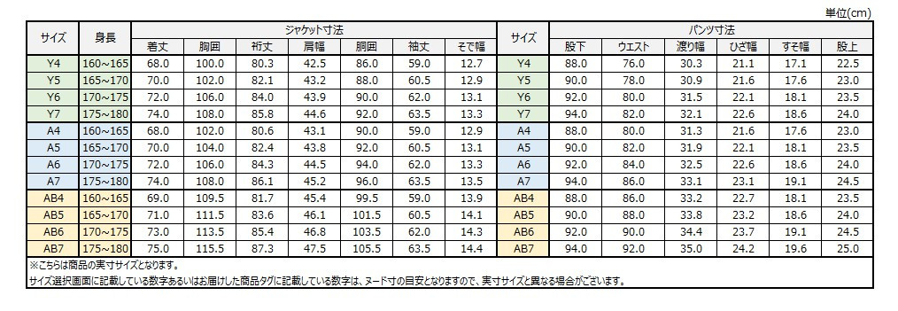 サイズチャート