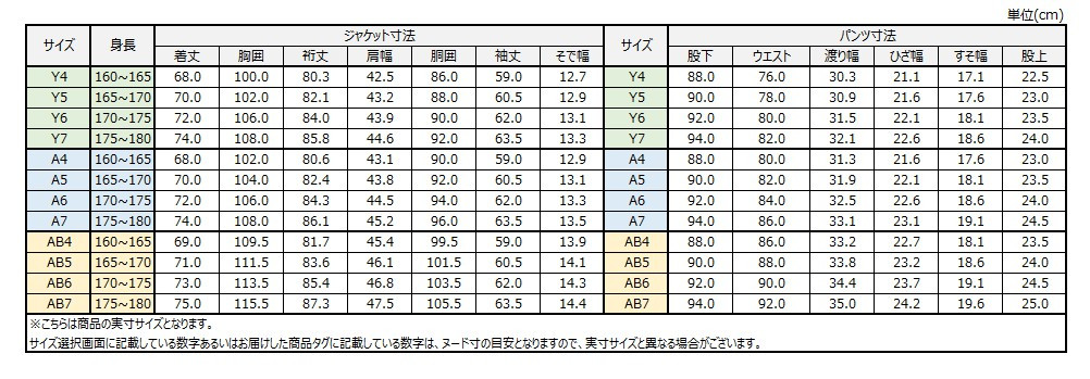サイズチャート