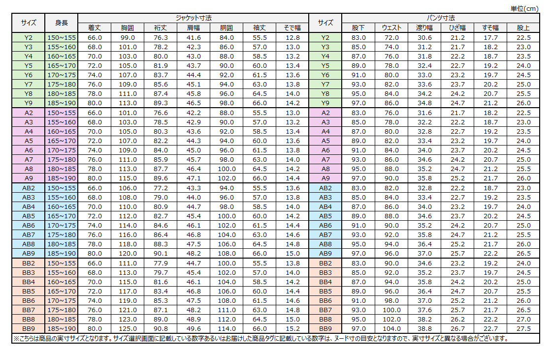 サイズチャート