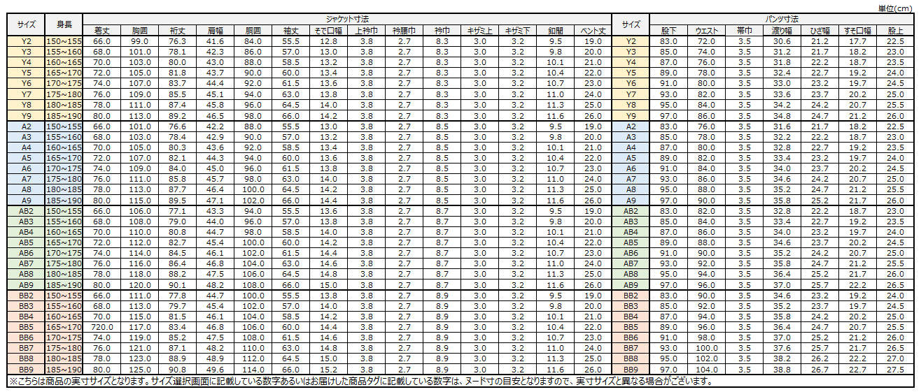 サイズチャート