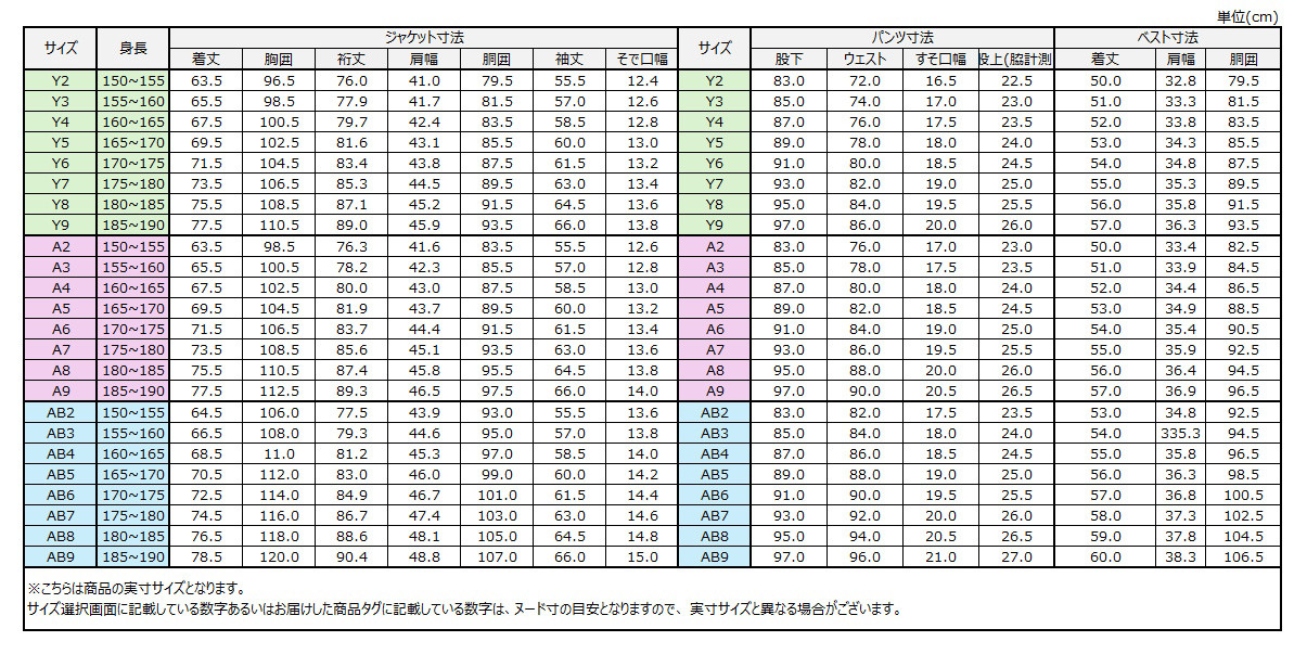 サイズチャート