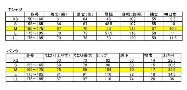 サイズチャート