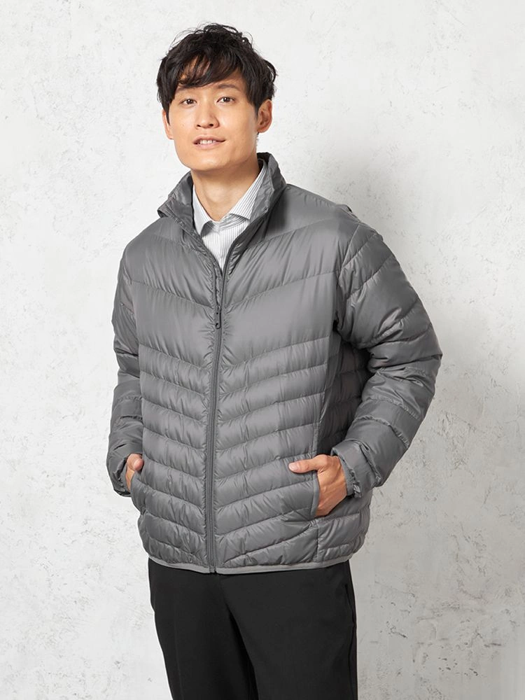 【ウォッシャブル】ダウンブルゾンスタンドカラー【軽量/撥水/保温】無地カジュアルアウターリッケンバッカー秋冬