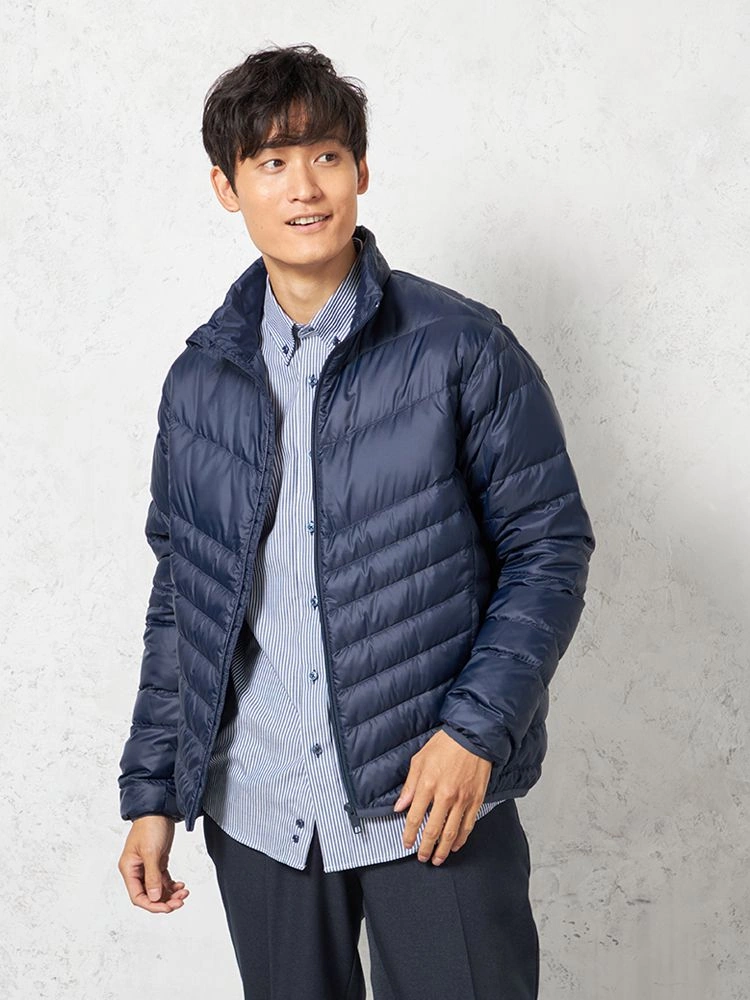 【ウォッシャブル】ダウンブルゾンスタンドカラー【軽量/撥水/保温】無地カジュアルアウターリッケンバッカー秋冬
