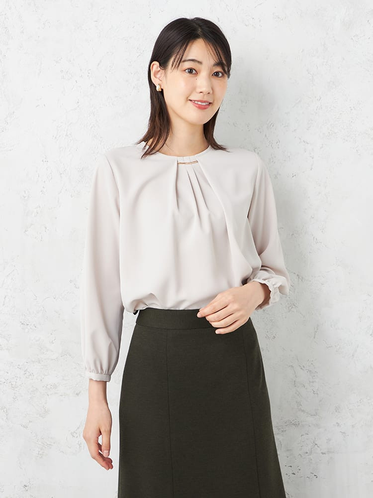 【SOFFICEBEAUTYVEIL】バー付きフロントタック9分袖ブラウスＵＶ加工通年【レディース】