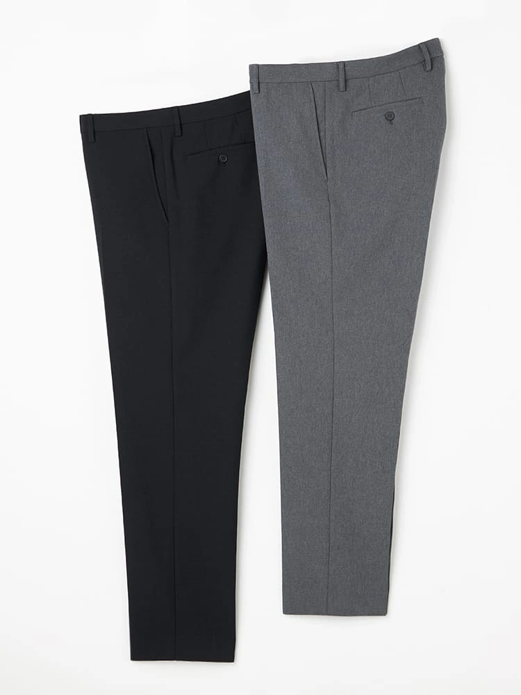 【2本/SmartPick！】ベーシックスラックス裾上げ不要Bセット（ネイビー＆グレー）