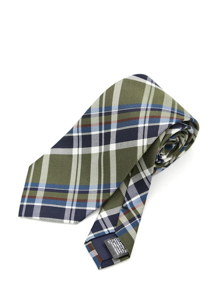 【シルク100%】ネクタイミディアムカラーチェックリッケンバッカー秋冬