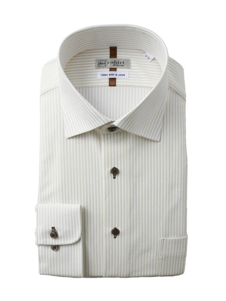 【完全ノーアイロン】長袖アイシャツセミワイド抗菌消臭【特寸】ストライプワイシャツi-shirt通年