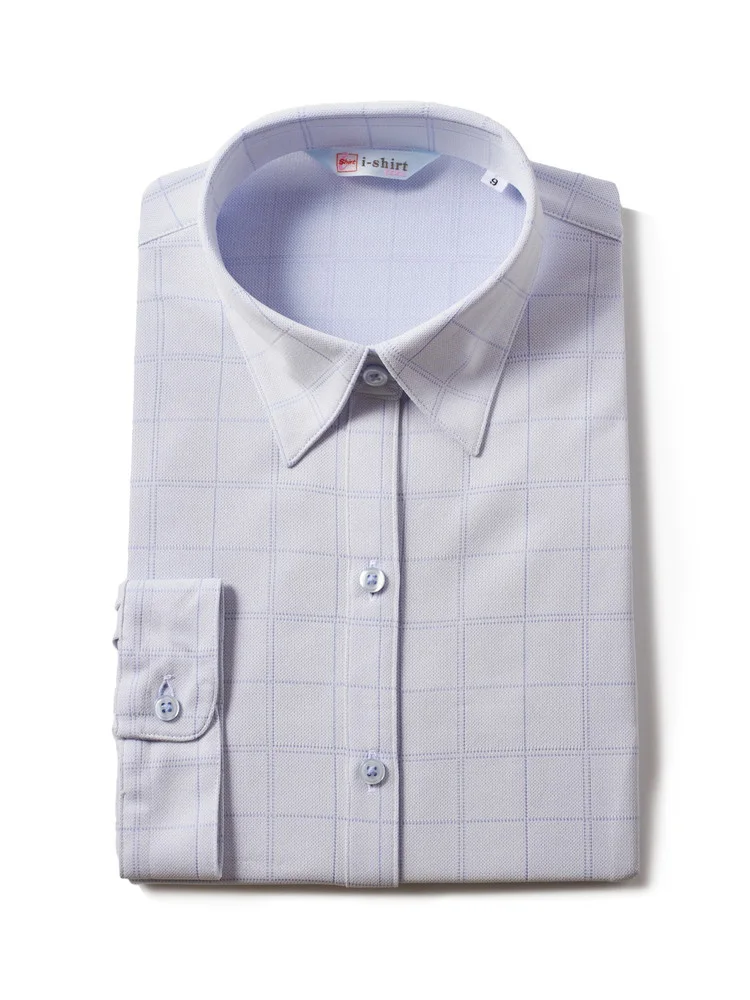 【完全ノーアイロン】ブラウス７分袖レギュラー【アイスライブ】冷感UVカットチェックワイシャツi-shirt春夏【レディース】