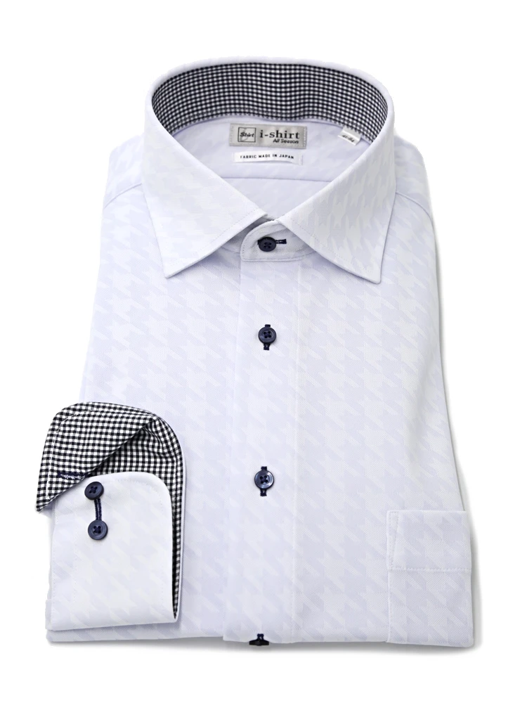 【完全ノーアイロン】長袖アイシャツセミワイド【ジャガードシリーズ】大千鳥調ワイシャツi-shirt通年
