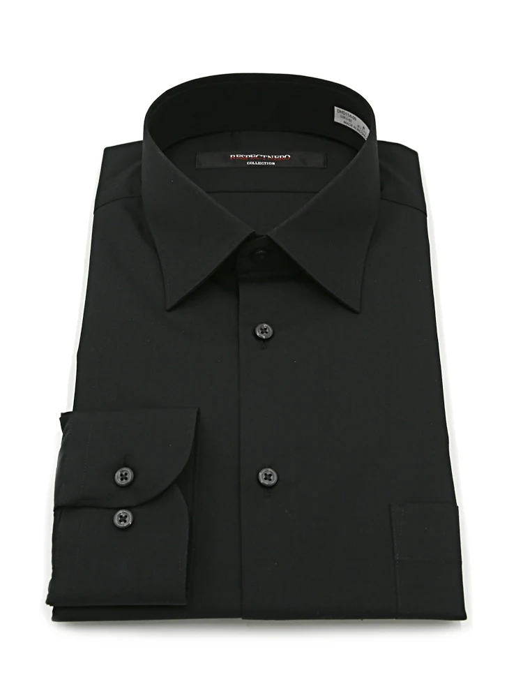 【形態安定】長袖ワイシャツセミワイドダークカラー【成人式対応】無地通年nero