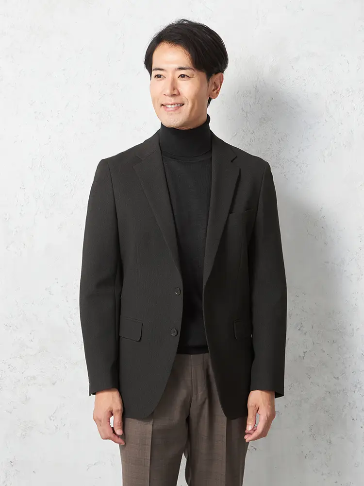 【リッケンバッカー】ウールライクジャケット２つボタン小柄ウォッシャブルストレッチ秋冬