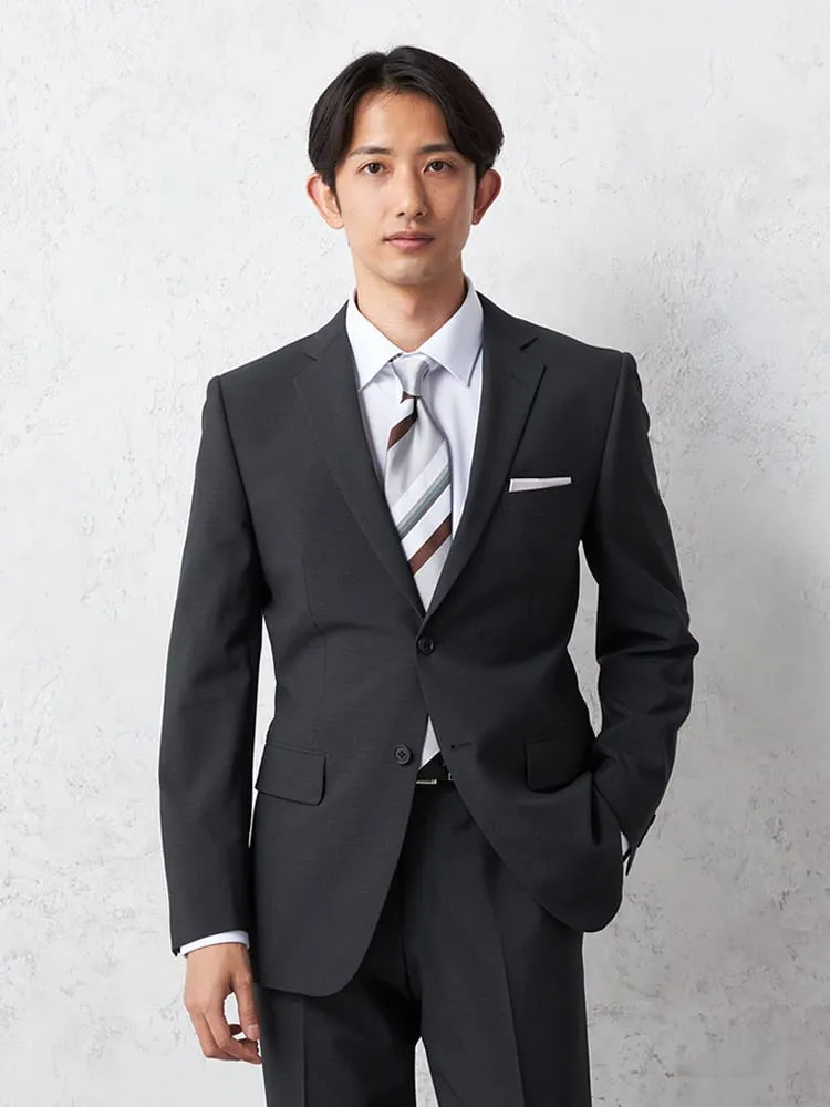 【即納】スーツ2つボタン【WEB限定】上下ウォッシャブルＭ.グレー小柄3シーズン対応