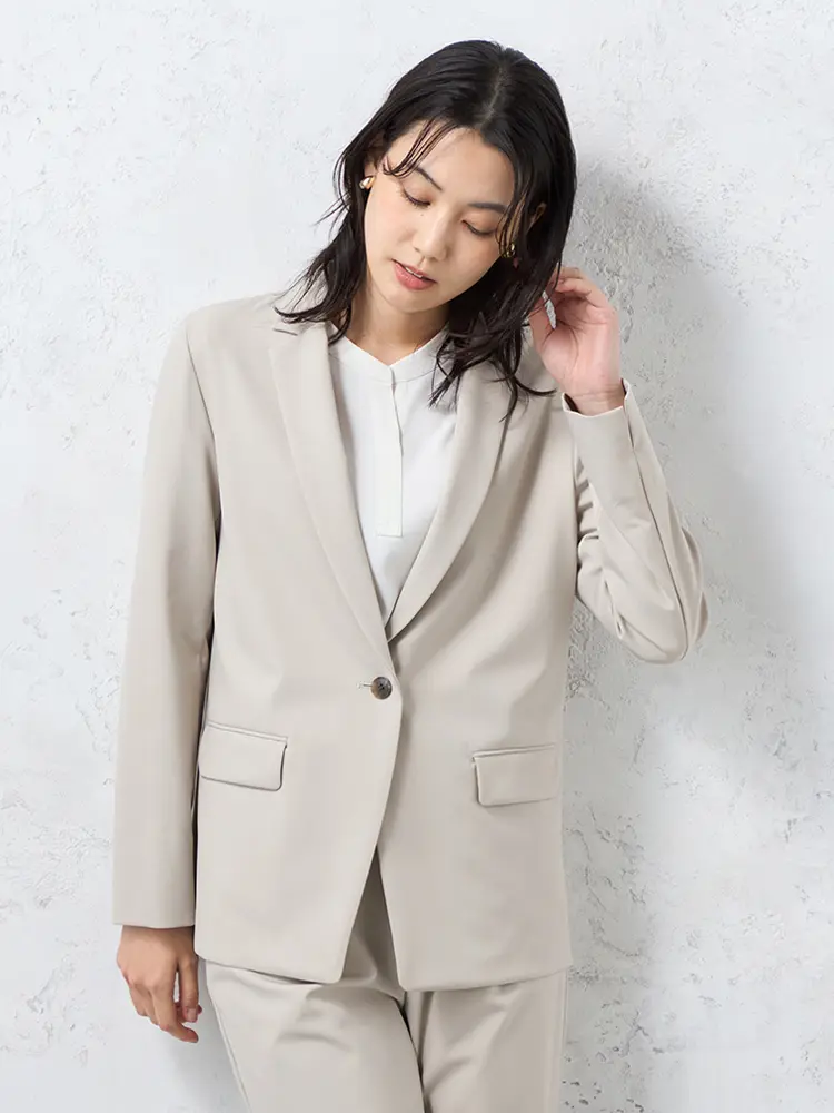 【INDIVI】キャリーマンツイル2WAYストレッチ1つボタンジャケット長袖布帛ウォッシャブル通年【レディース】