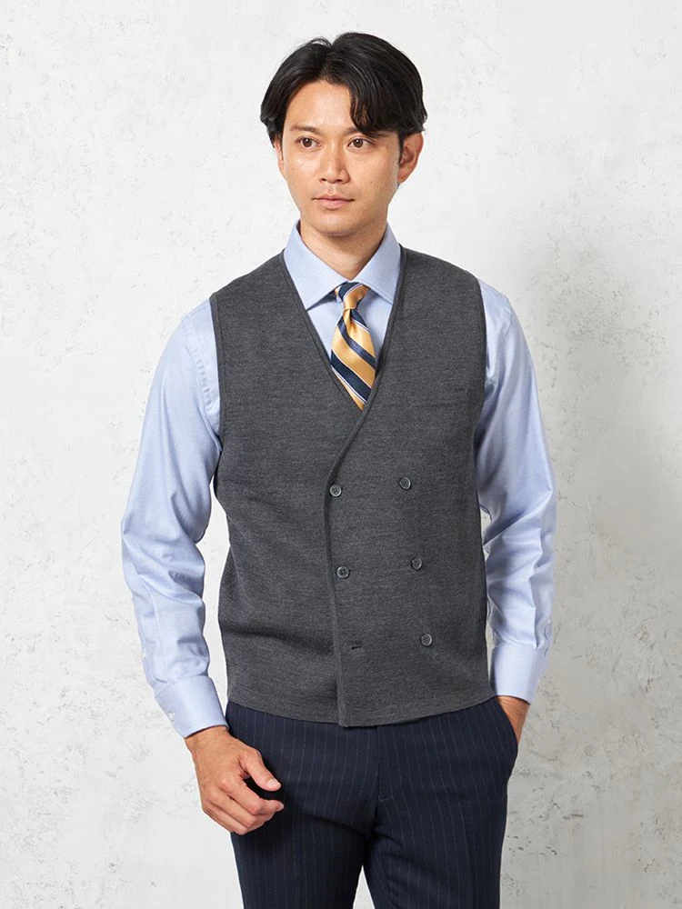 【ウォッシャブル】ミラノリブダブルベスト放電抗ピリング無地ベストリッケンバッカー秋冬