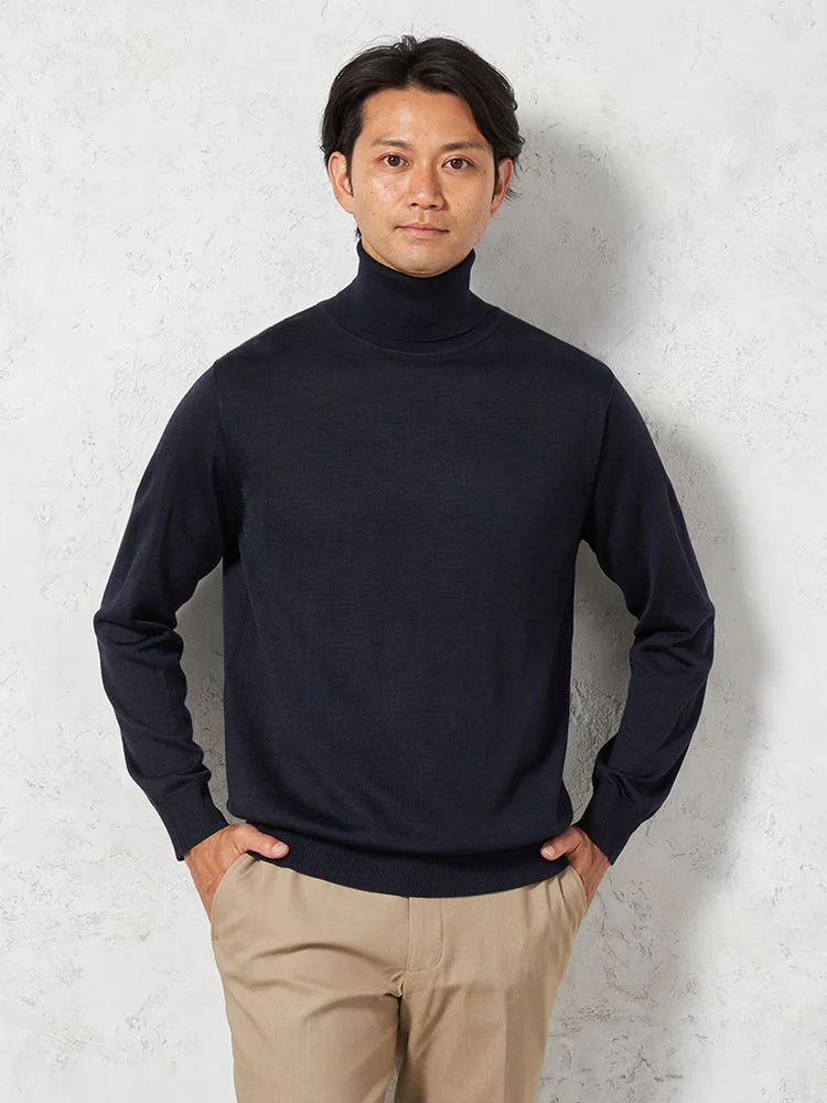 【制電＆抗ピリング】天竺タートルネックセーターカジュアルインナー無地リッケンバッカー秋冬