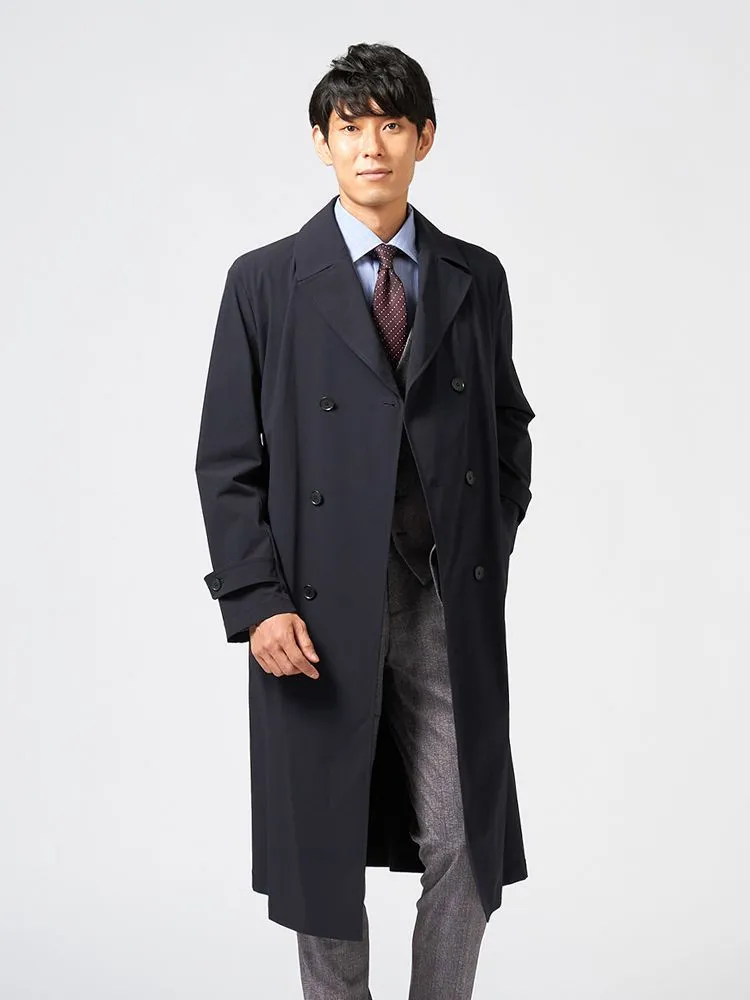 【パッカブル】コートロング軽量撥水ストレッチ無地nero秋冬【スリムデザイン】