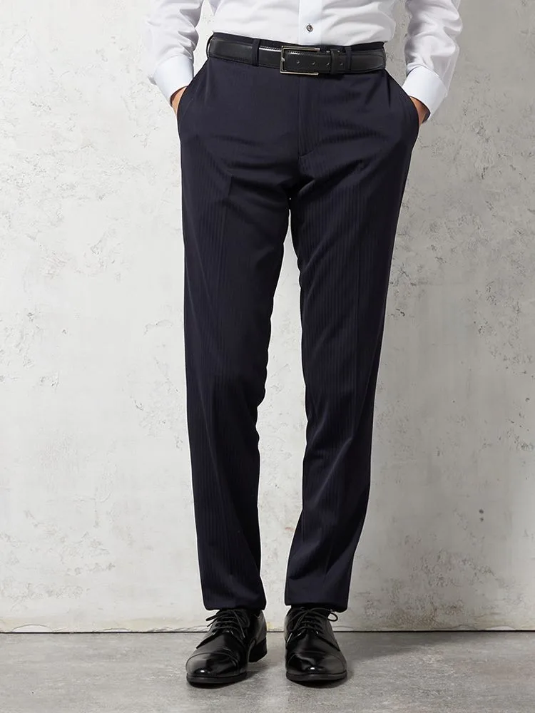 【i-Pants-アイパンツ-】バイオセンサー生地使用【スリムタイプ】接触冷感高通気ノータックシャドウストライプスラックスnero春夏【スリムデザイン】