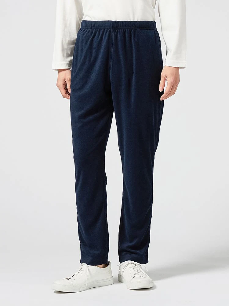 【ストレッチ】ロングパンツパイル地ルームウェア無地カジュアル