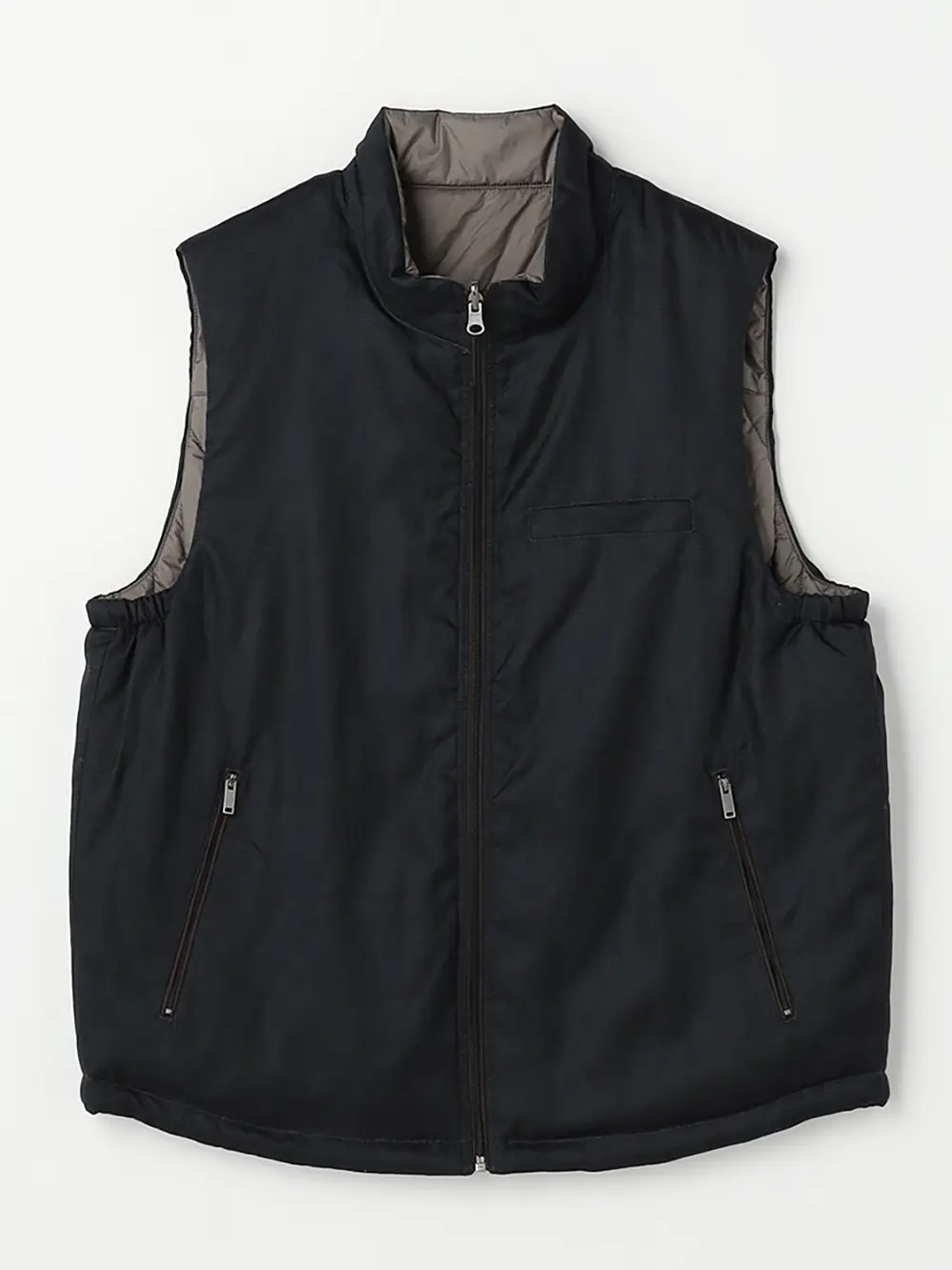 【カンサイ・ヤマモト】リバーシブル中綿ベストカジュアルアウター無地秋冬