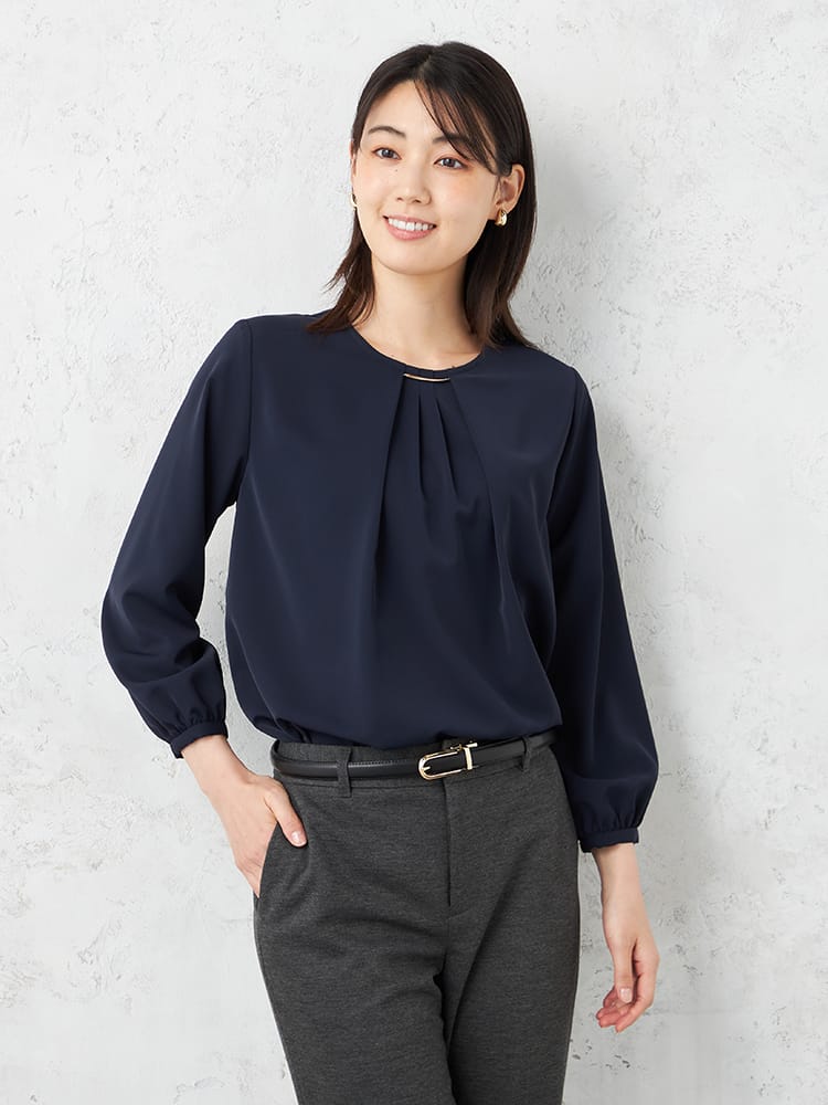 【SOFFICEBEAUTYVEIL】バー付きフロントタック9分袖ブラウスＵＶ加工通年【レディース】