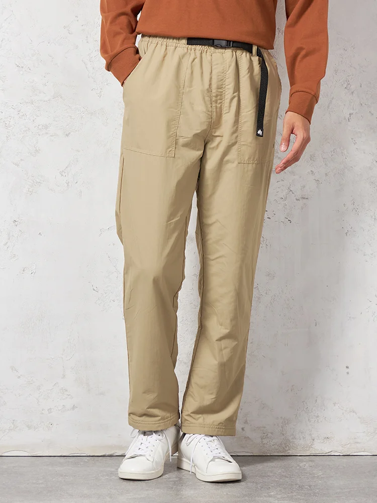 【LOGOS-ロゴス-】裏地フリースパンツクライミングベルト付きカジュアルパンツ無地秋冬