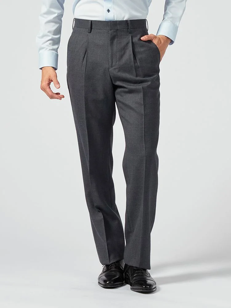 【ウォッシャブル】パンツワンタックスラックス無地カンサイ・ヤマモト秋冬