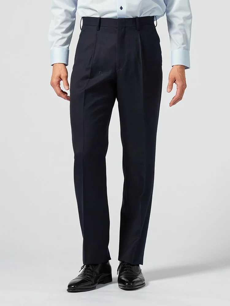 【ウォッシャブル】パンツワンタックスラックス無地カンサイ・ヤマモト秋冬