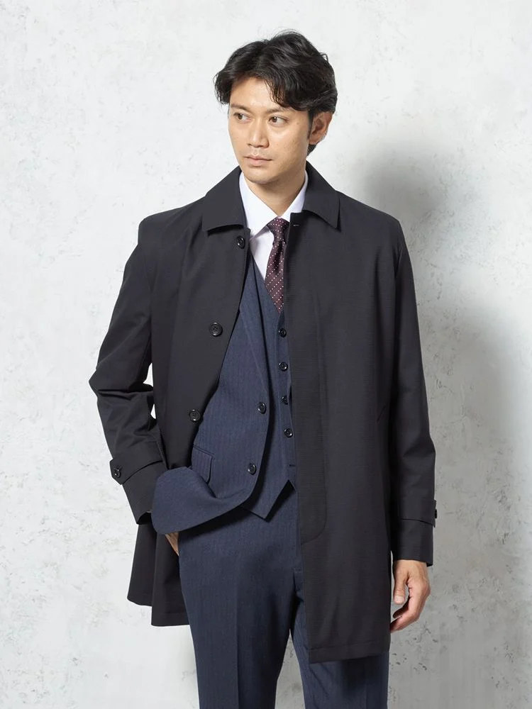 【撥水加工】コートステンカラーストレッチ防風無地フュージョンクラブ秋冬