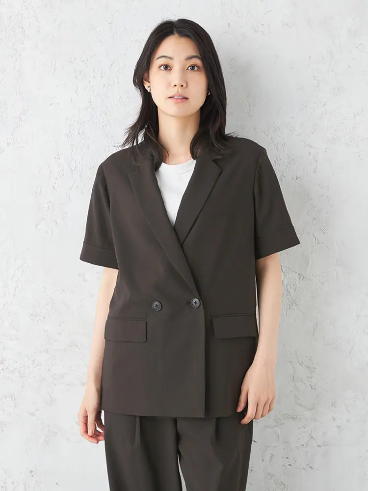 【SOFFICE】ソフィーチェストレッチウェザー半袖ジャケットウォッシャブル春夏