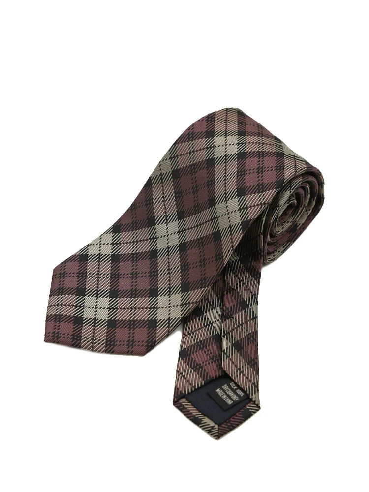 【シルク100%】ネクタイレギュラーメランジ調チェックリッケンバッカー秋冬