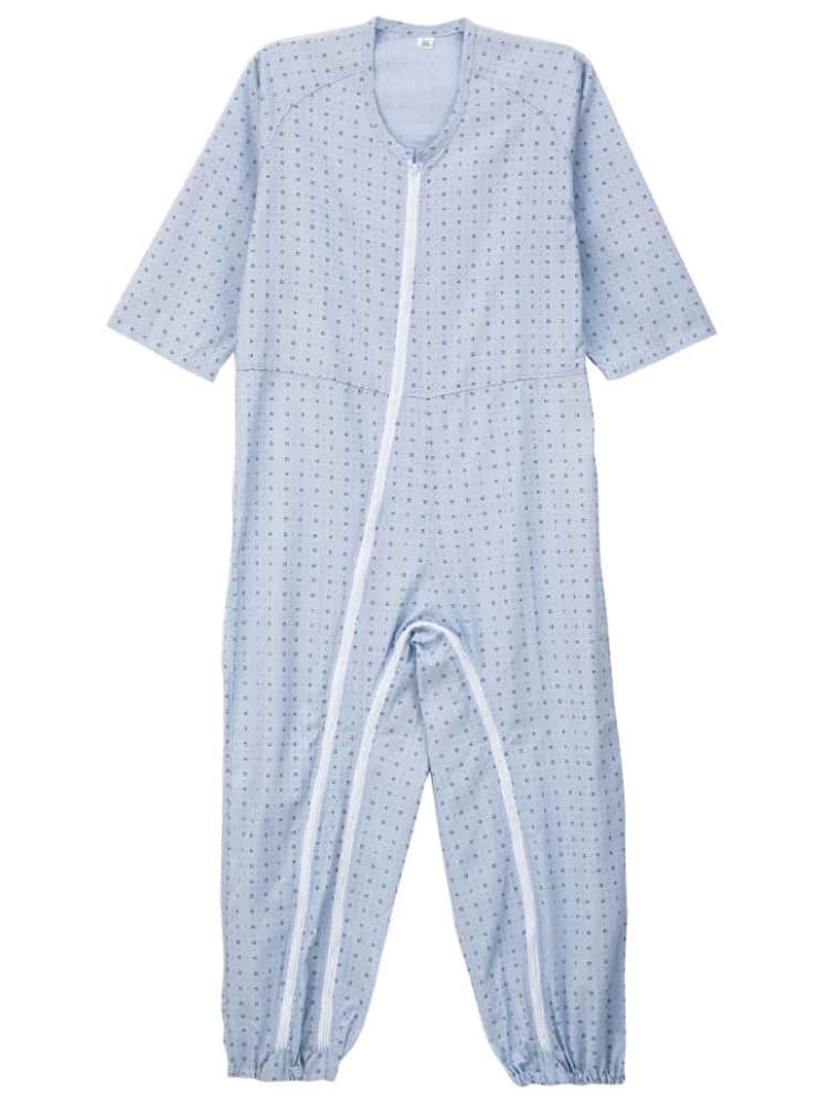 男女兼用介護用フルオープンつなぎパジャマ／介護／入院／施設／シニア／高齢者／紳士／婦人／おむつ交換／敬老の日／ギフト／プレゼント【CF】