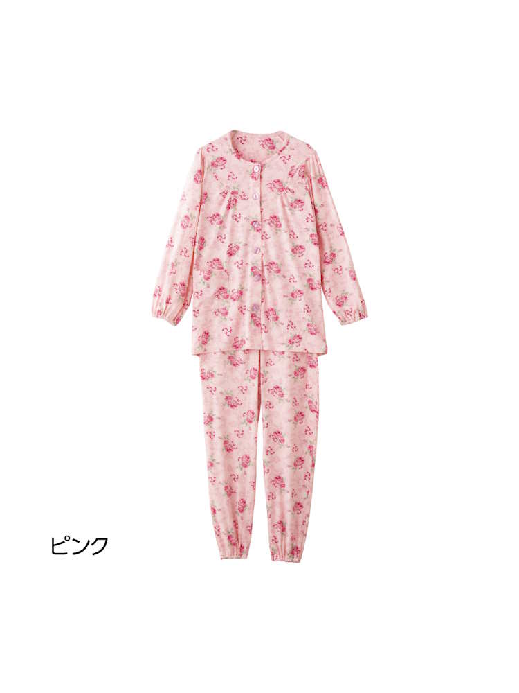 レディース大きめボタンストレッチパジャマ【CF】