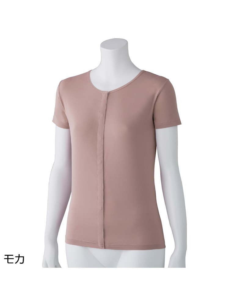 【前開き】スルッと着られる3分袖ホックインナー／高齢者／レディース／名前記入欄付き／シニア／下着／婦人用／S,M.L,LL【CF】