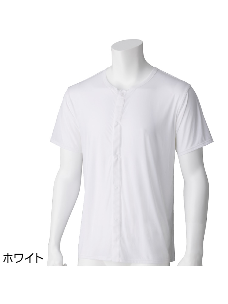 スルッと着られる半袖ホックインナー／紳士服／メンズ／シニア／高齢者／後ろ長め／名前記入欄付／着やすい【CF】