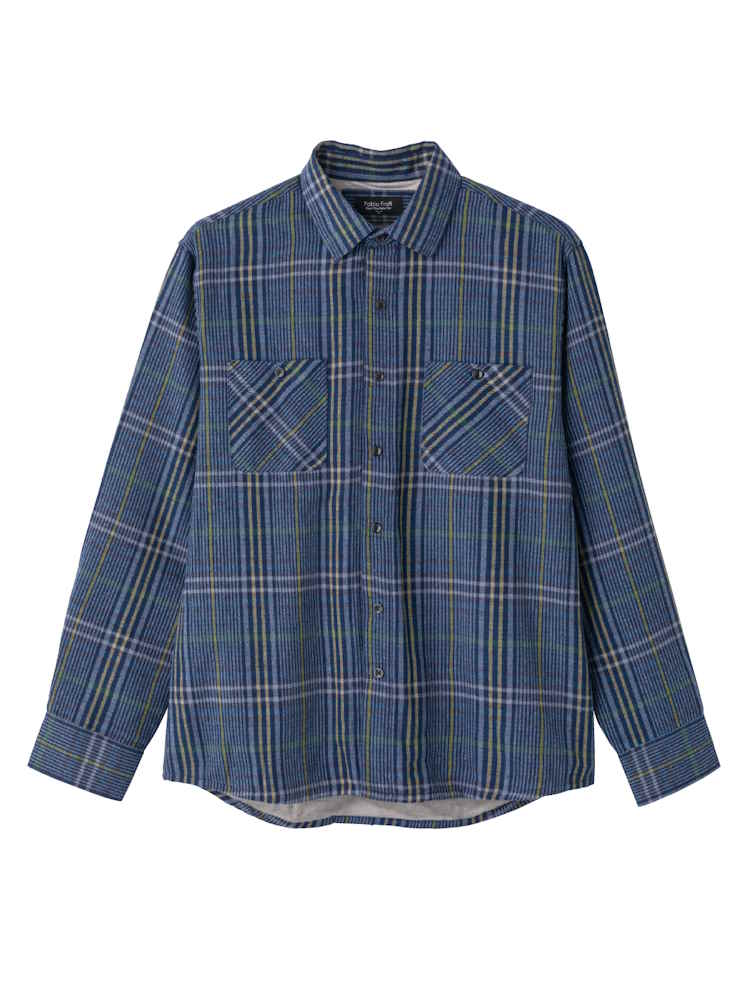 【前開き】【あったか】裏ベロアワンタッチテープシャツ／紳士用／メンズ／高齢者／シニア／ワンタッチテープ／後ろ長め／名前記入欄付／【CF】