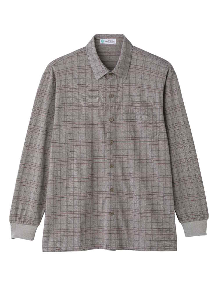 【前開き】【着やすい】綿混隠れファスナーニットシャツ２／紳士用／メンズ／高齢者／シニア／洗濯機OK／名前記入欄付／胸ポケット付／ギフト／プレセント／ギフト【CF】